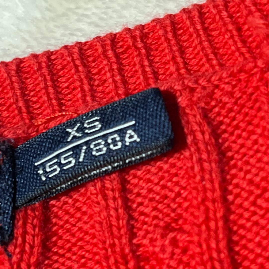 美品✨ラルフローレンスポーツ ケーブルニット カーディガン レッド XS