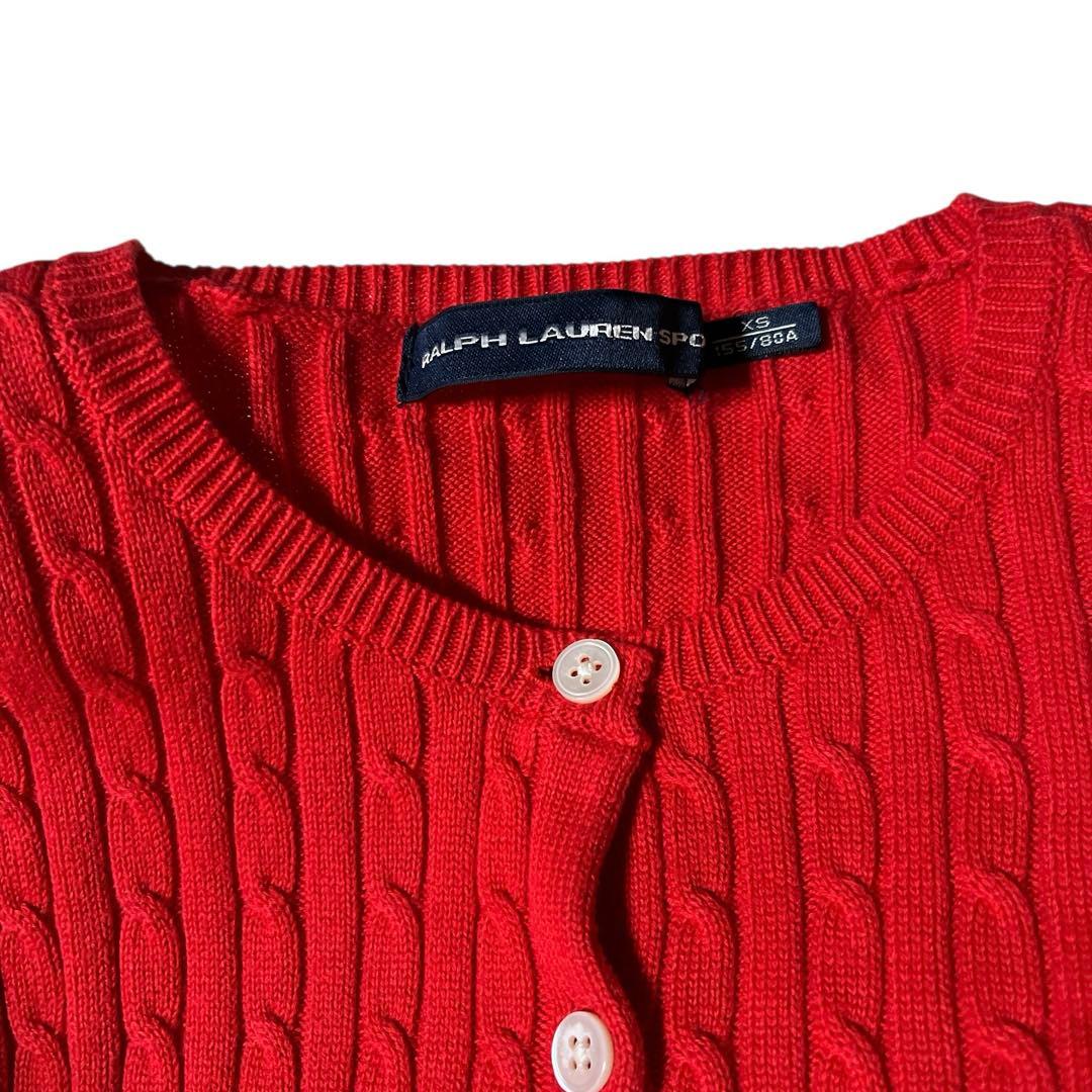 美品✨ラルフローレンスポーツ ケーブルニット カーディガン レッド XS