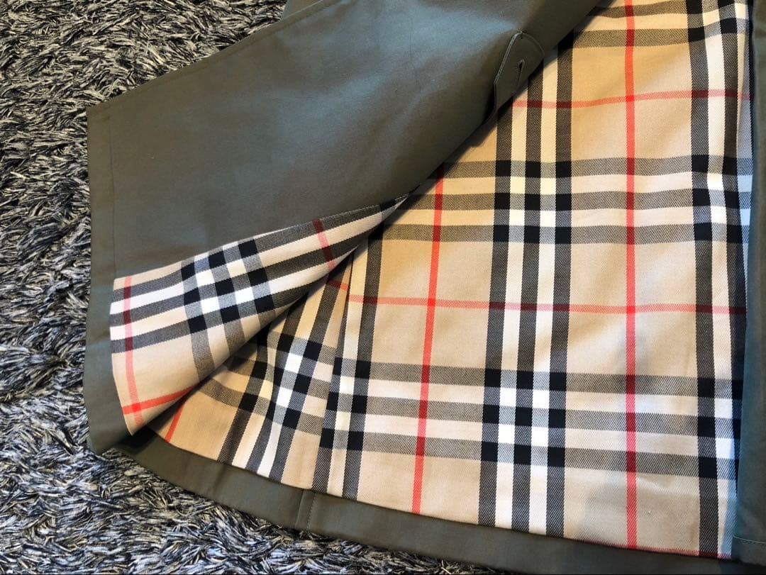 【美品】BURBERRYSバーバリー トレンチコート　オリーブ色 ノバチェック