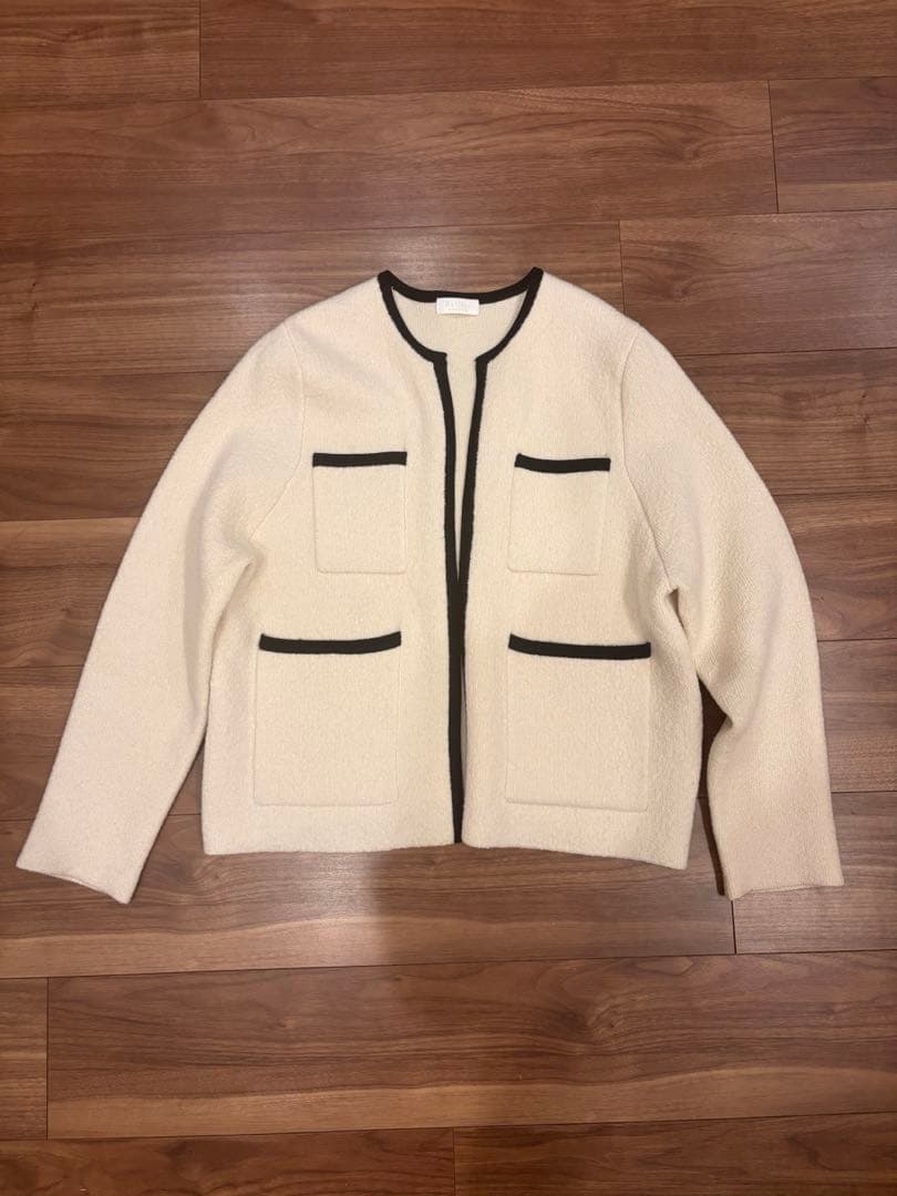 Ballsey ウールナイロンバークレーフロントオープンカーディガン