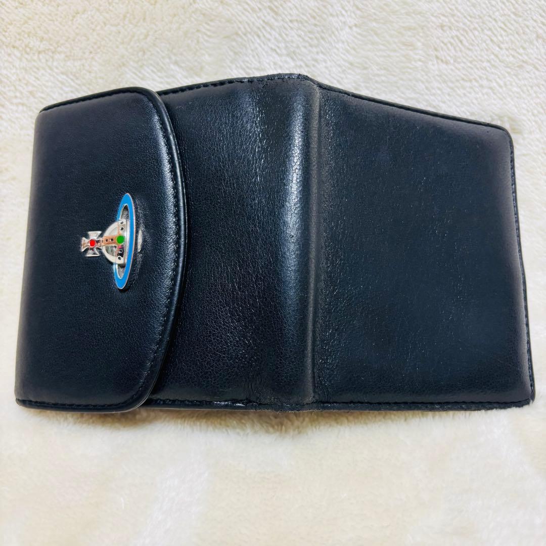 VivienneWestwood オーブ 二つ折り財布 黒 レザー パスケース付