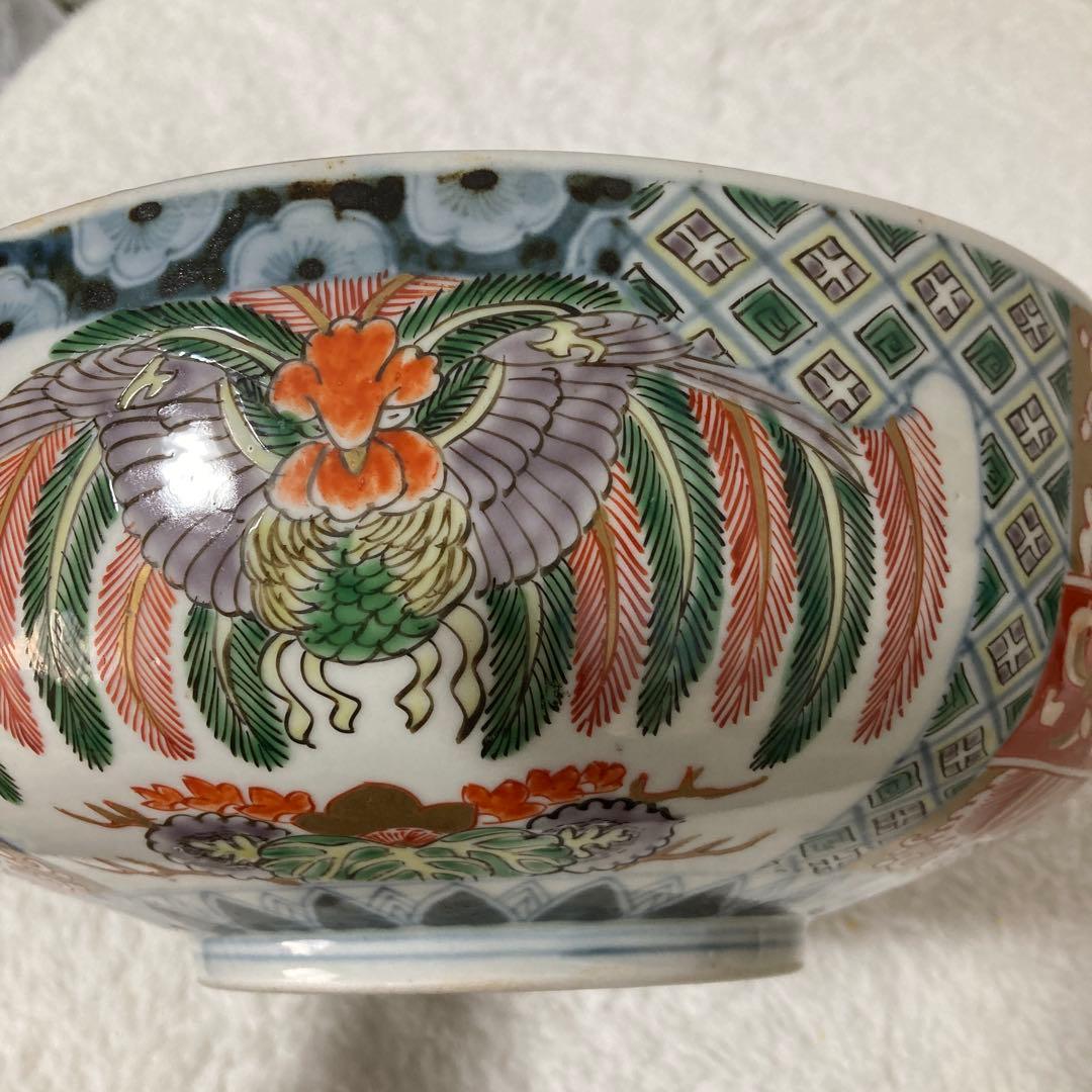 骨董品　花柄鳥模様の大鉢