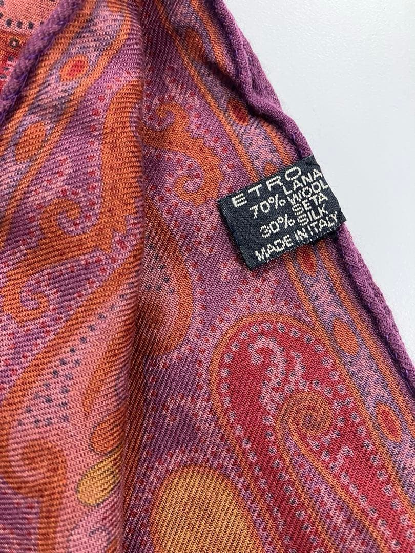 ETRO ストール マフラー シルク混ウール ペイズリー柄 エトロ 約140㌢