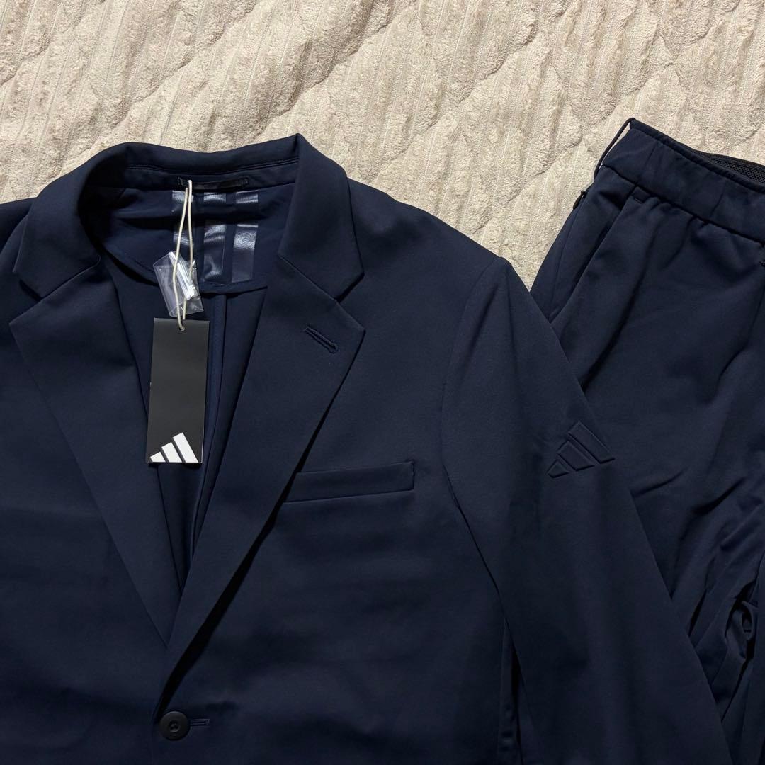 adidas テーラードジャケット パンツ スーツ 上下 セットアップ L 紺色