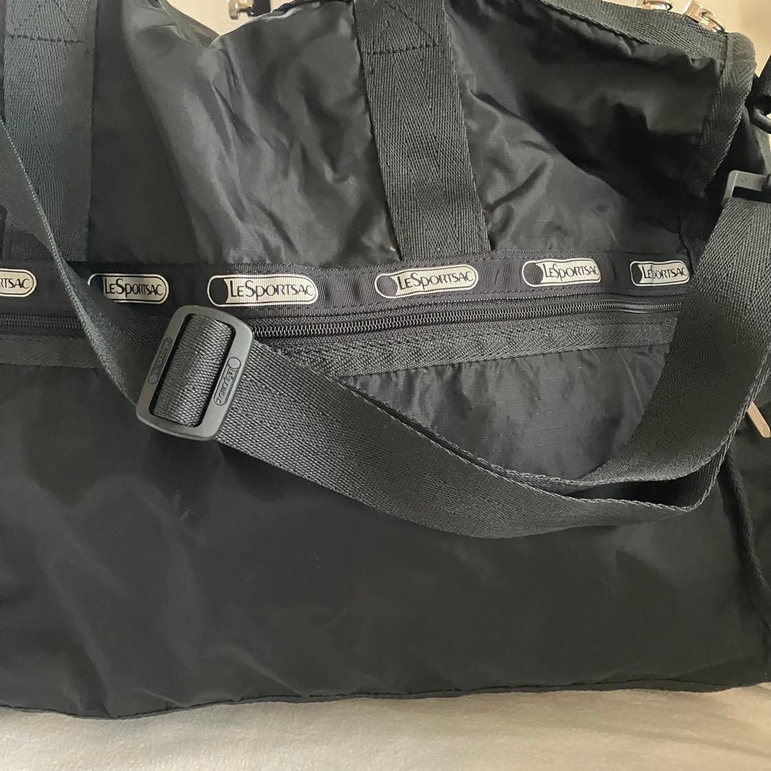 【美品】LeSportsac レスポ　 黒　ボストンバッグ　大容量　2way鍵付