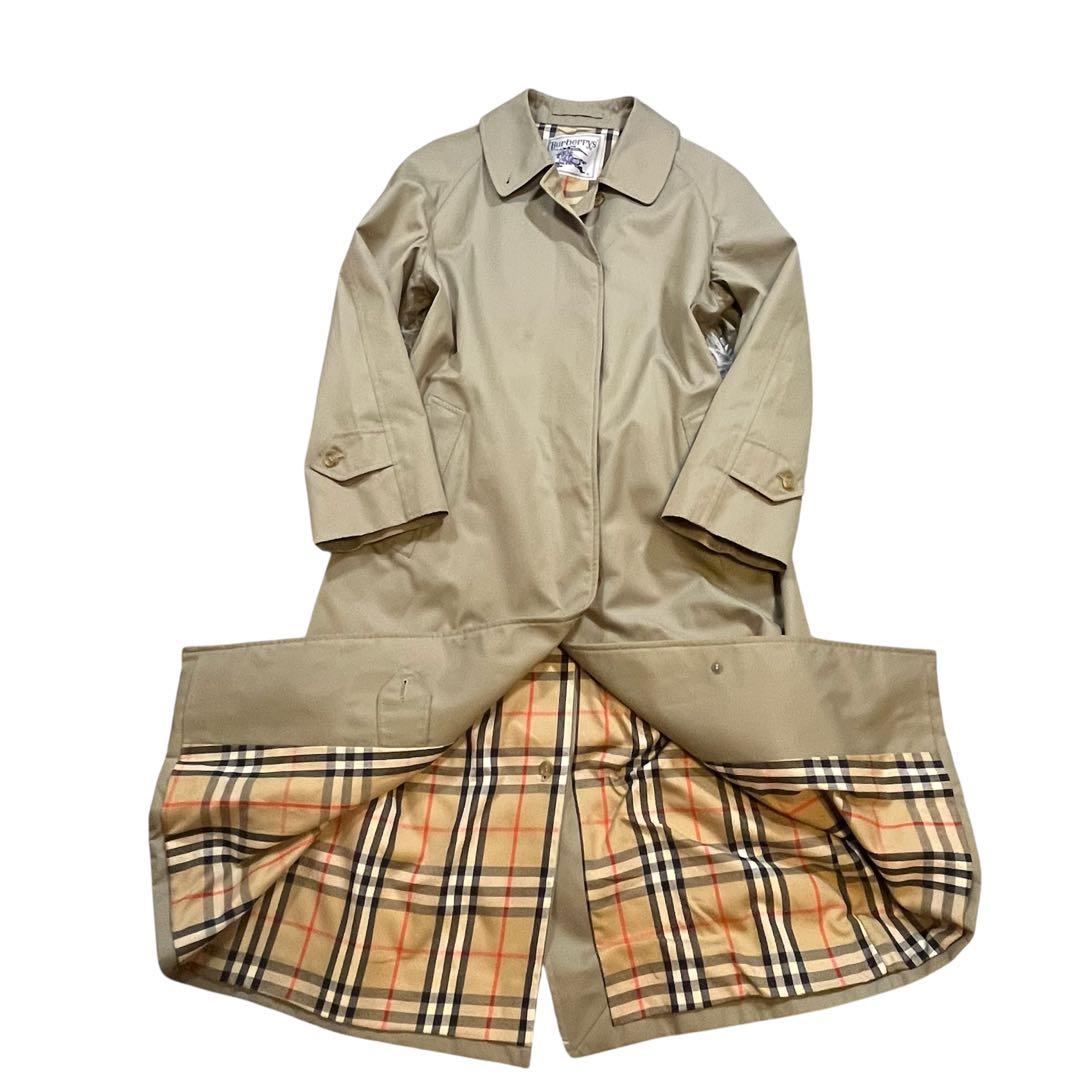 極美品 80～90s バーバリー ステンカラーコート レディース 白タグ