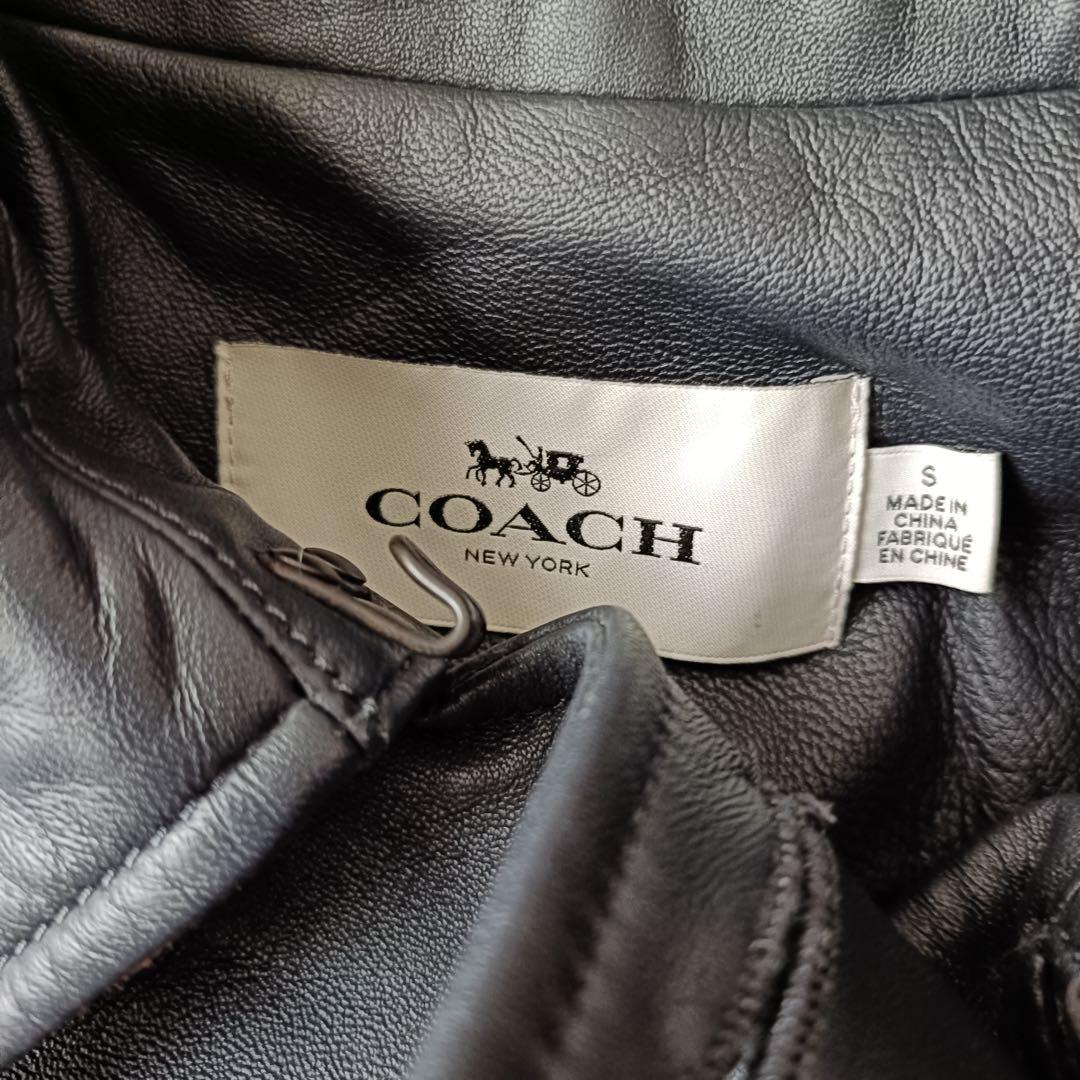 COACH コーチ　トレンチコート 羊革　ネイビー レディース S