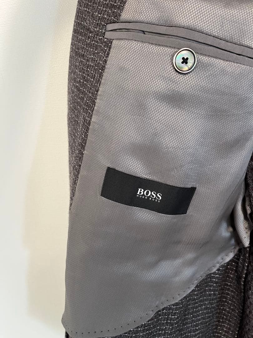 専用様！HUGO BOSS／テーラードジャケット　グレー格子柄　50