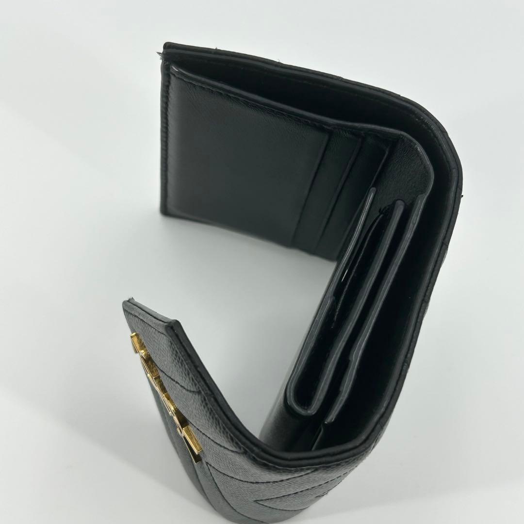 極美品✨サンローラン 折り財布 カサンドラ 金具 レザー ブラック