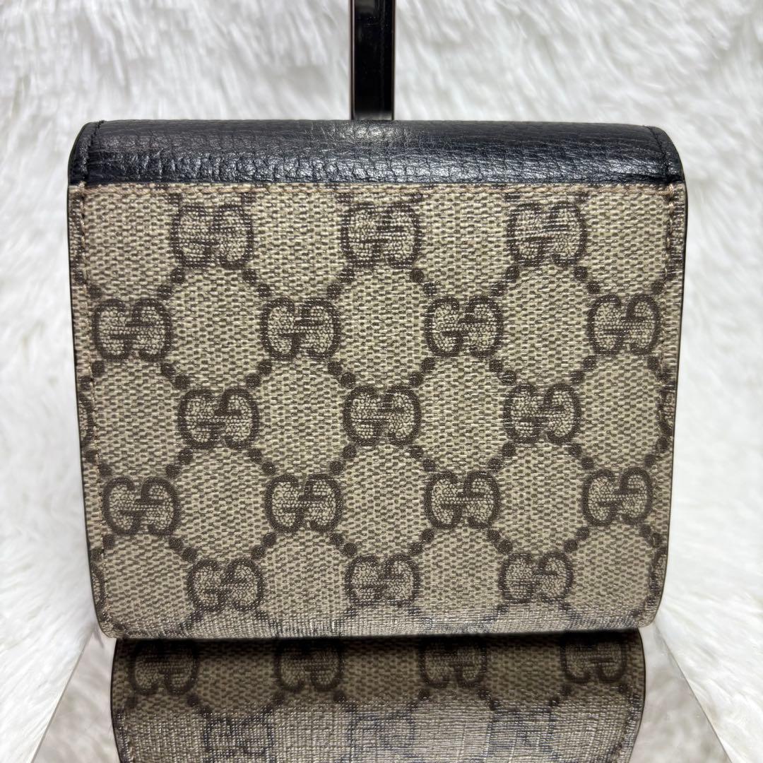 ✨極美品✨ グッチ GGスプリーム マーモント 二つ折り財布 L字ジップ 黒