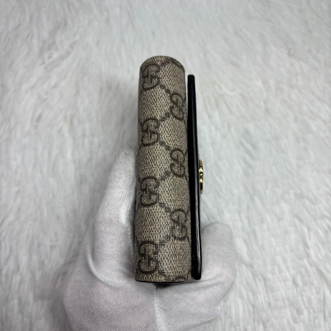✨極美品✨ グッチ GGスプリーム マーモント 二つ折り財布 L字ジップ 黒