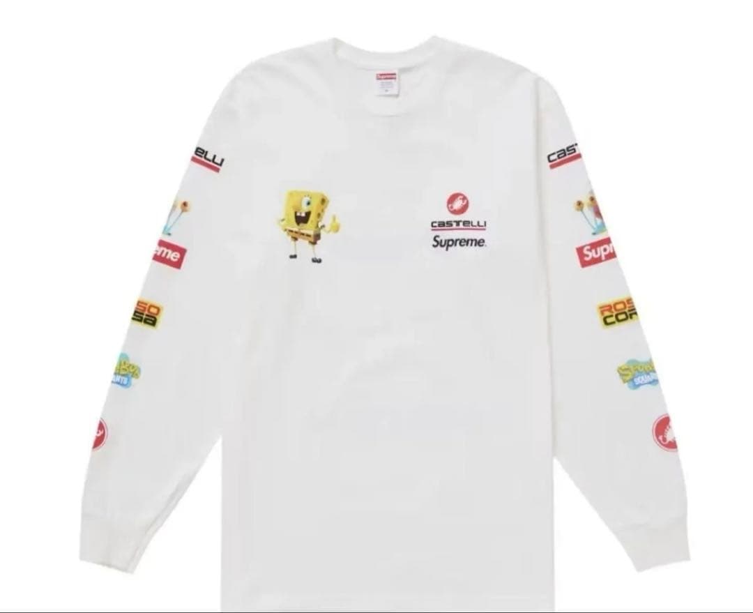 新品Supreme シュプリーム スポンジボブ Castelli ロングT白 S