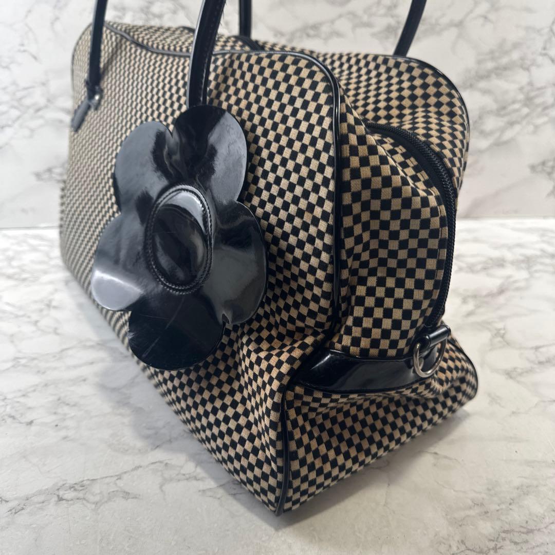 MARY QUANT マリークワント ビッグコサージュ チェックボストンバッグ