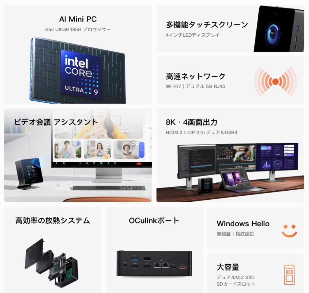 Ultra 9 高性能ミニPC　＆　指紋認証SSD 2TB　＆　GPU Doc