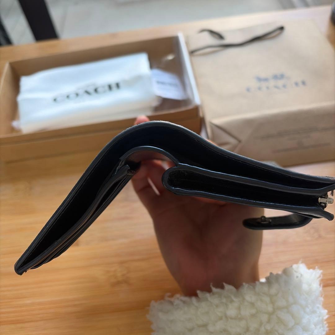 【箱・袋付き】COACH コーチ 二つ折り財布 シグネチャー ブラック