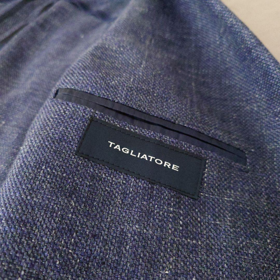 TAGLIATORE リネン テーラードジャケット48 イタリア製 ネイビー