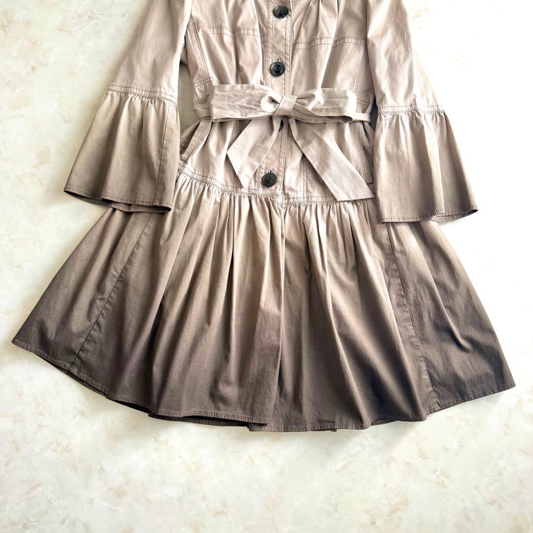 希少✨ 藍染ブルーレーベル トレンチコート ノバチェックリボン フレア ベージュ