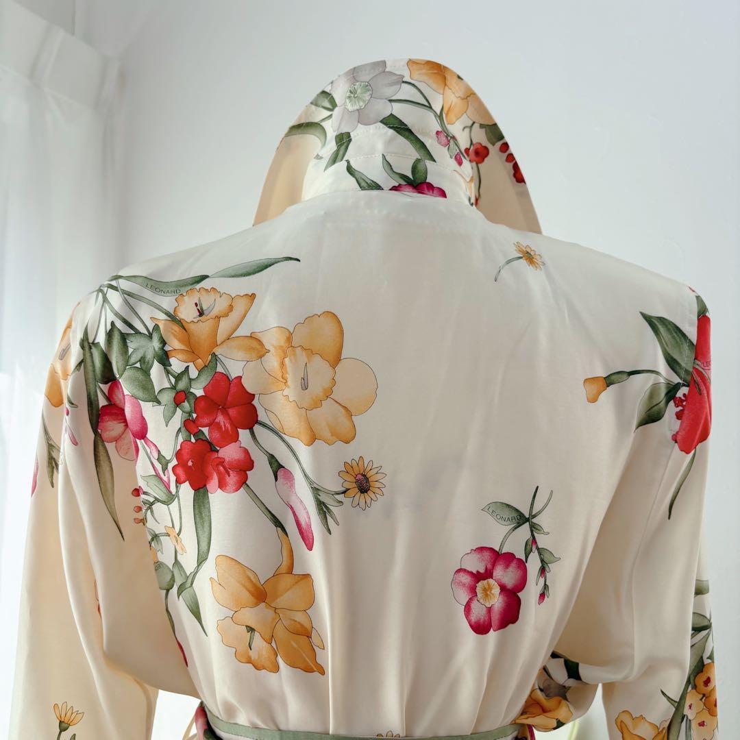 【極美品】LEONARD レオナール シルク100スプリングコート 花柄　L