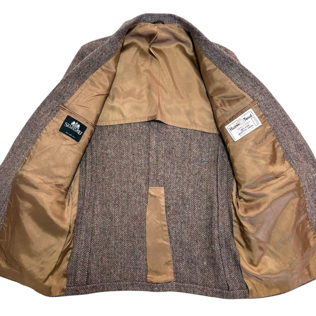 美品 Harris Tweed ヘリンボーン ジャケット クルミボタン L