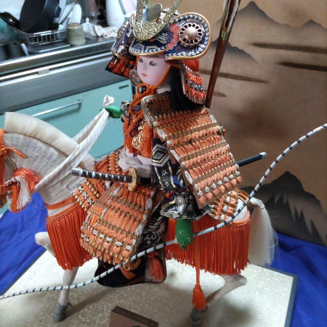《50年前の武者人形》（光陽作、馬乗大将）レア物、美品、ケ―ス無し1436