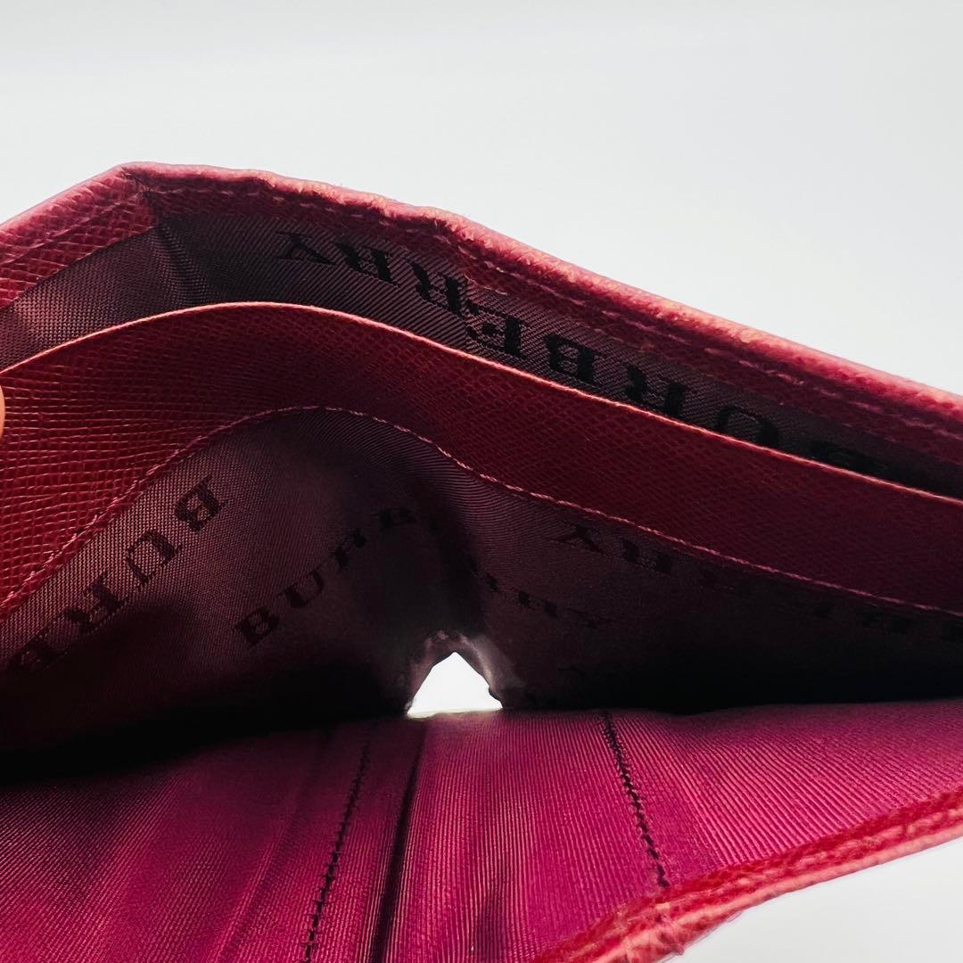 BURBERRY ノバチェック がま口 二つ折り財布 ボルドー レザー