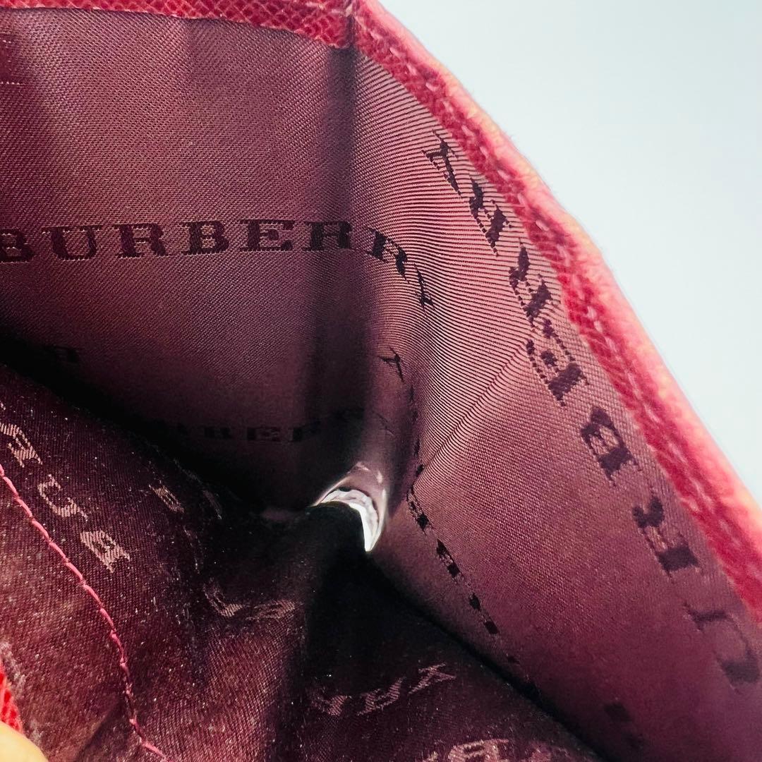 BURBERRY ノバチェック がま口 二つ折り財布 ボルドー レザー