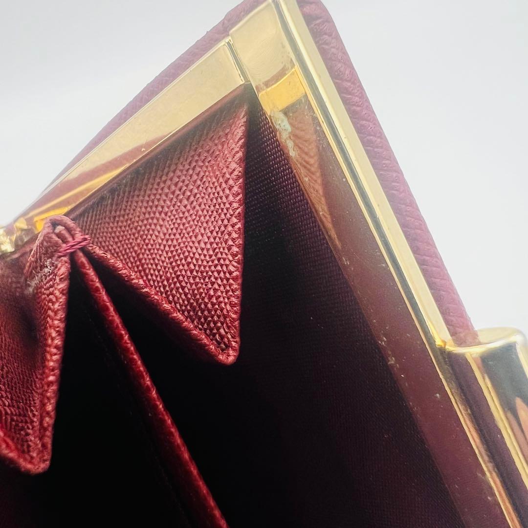 BURBERRY ノバチェック がま口 二つ折り財布 ボルドー レザー