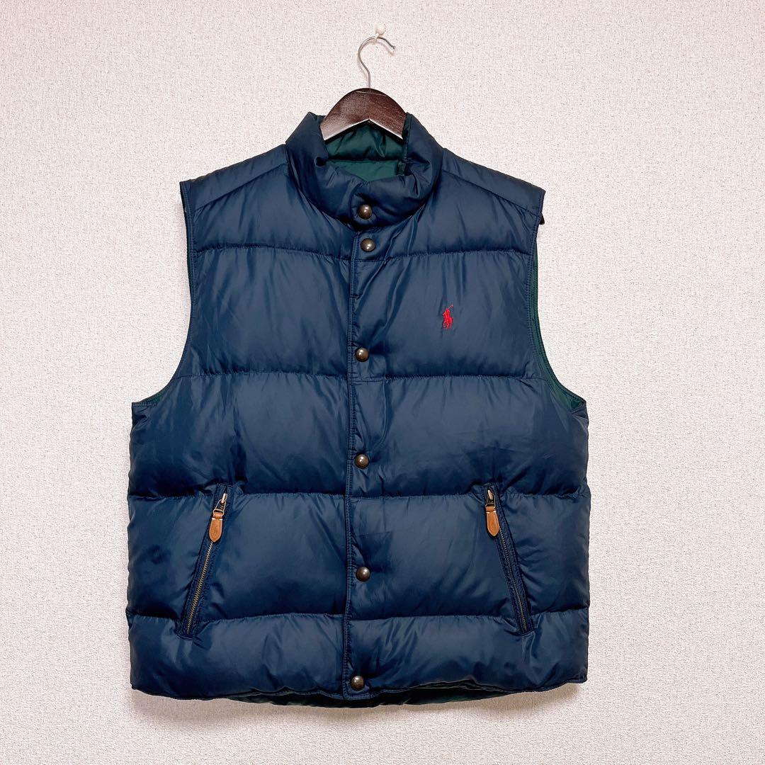 Polo Ralph Lauren ネイビー グリーン ダウン ベスト L