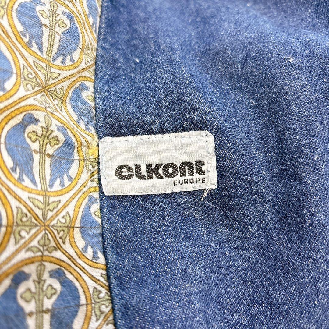 希少　elkont　Europe　ドイツ製　デニムコート　総柄裏地　金ボタン