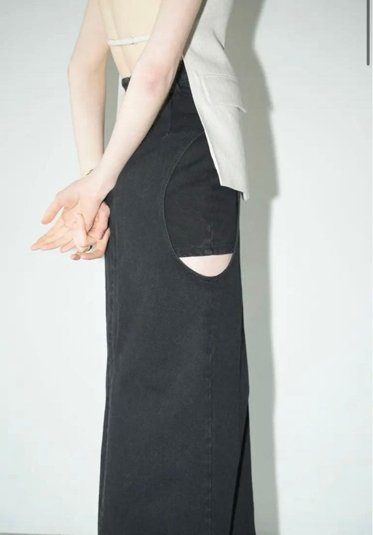 スカート CLANECIRCLE CUT LAYERED DENIM SKIRT