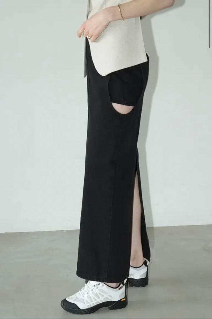 スカート CLANECIRCLE CUT LAYERED DENIM SKIRT