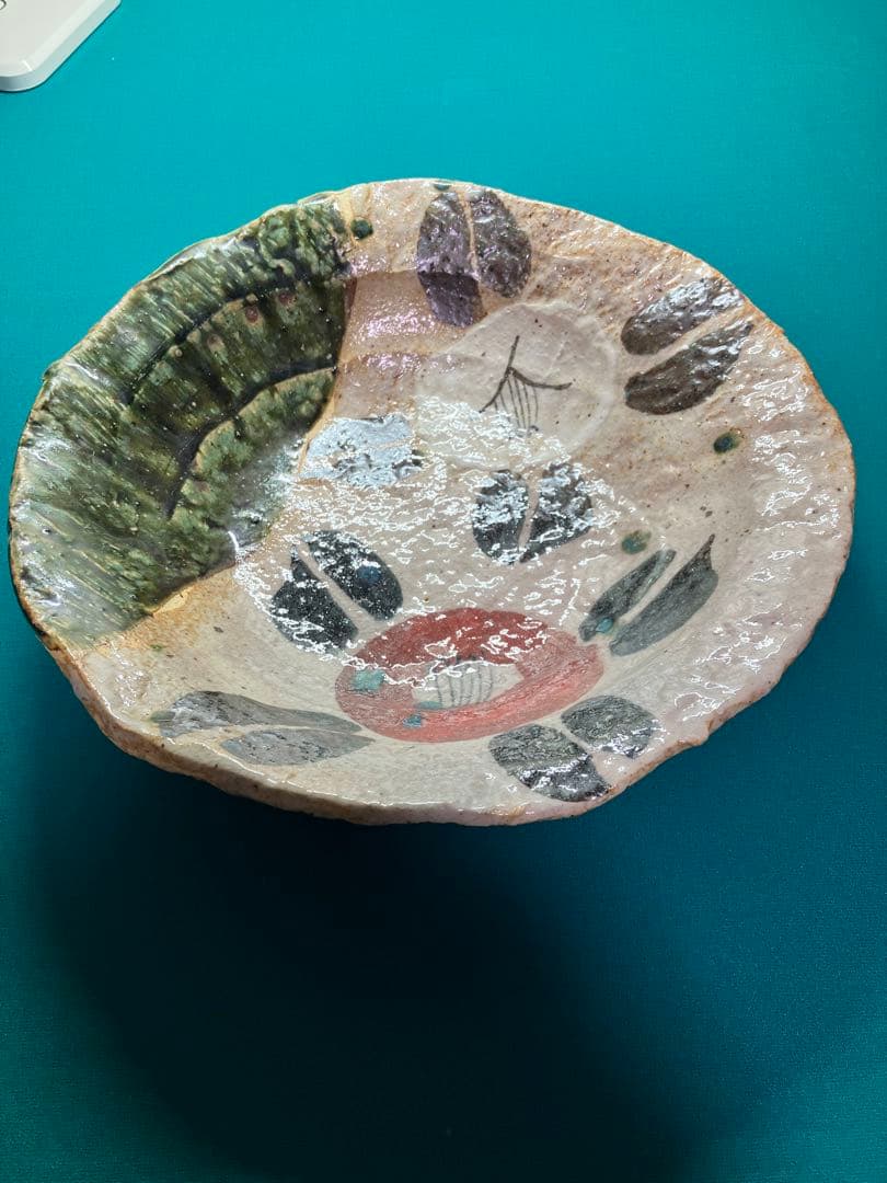 花と葉模様の陶器皿(早蕨窯 佐藤和次作)週末セール中