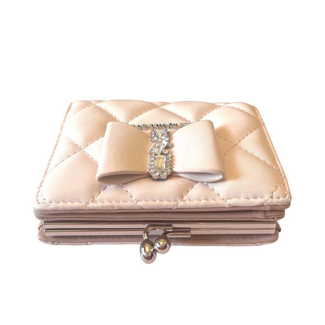 【美品】JILL STUART RIBBONキルトウォレット がま口二つ折り財布