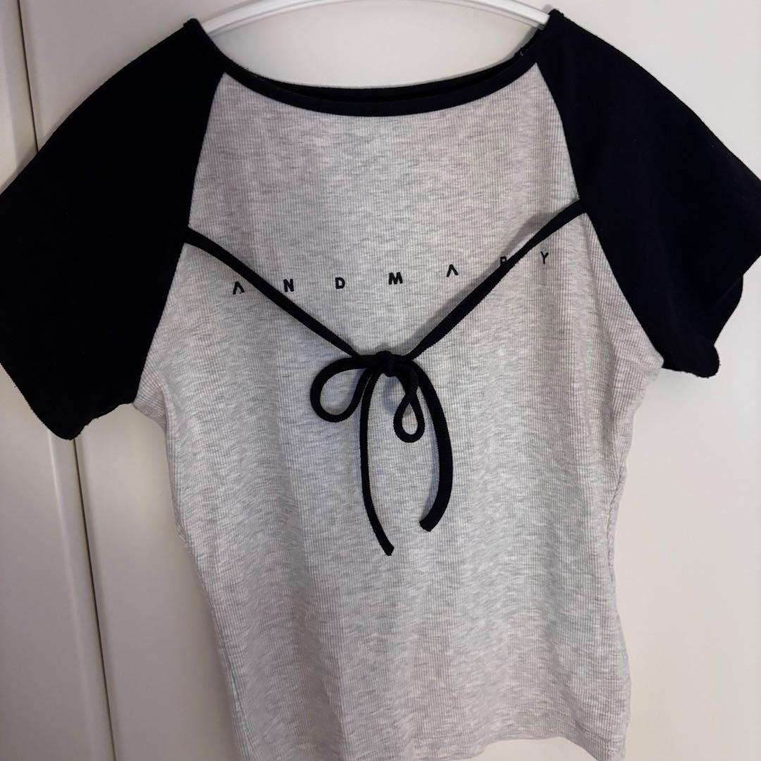 andmary Alma ribbon tops gray グレー