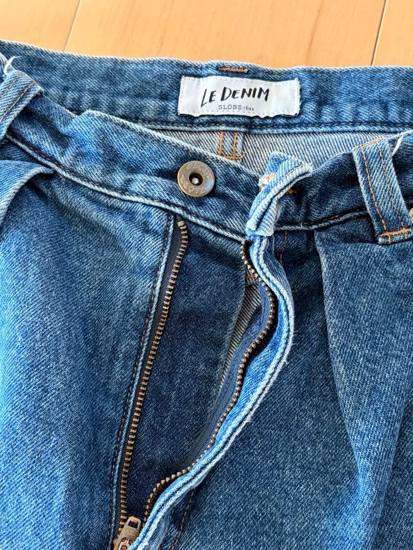 スローブイエナ　LE DENIMタックワイド　バギーデニムパンツ　38