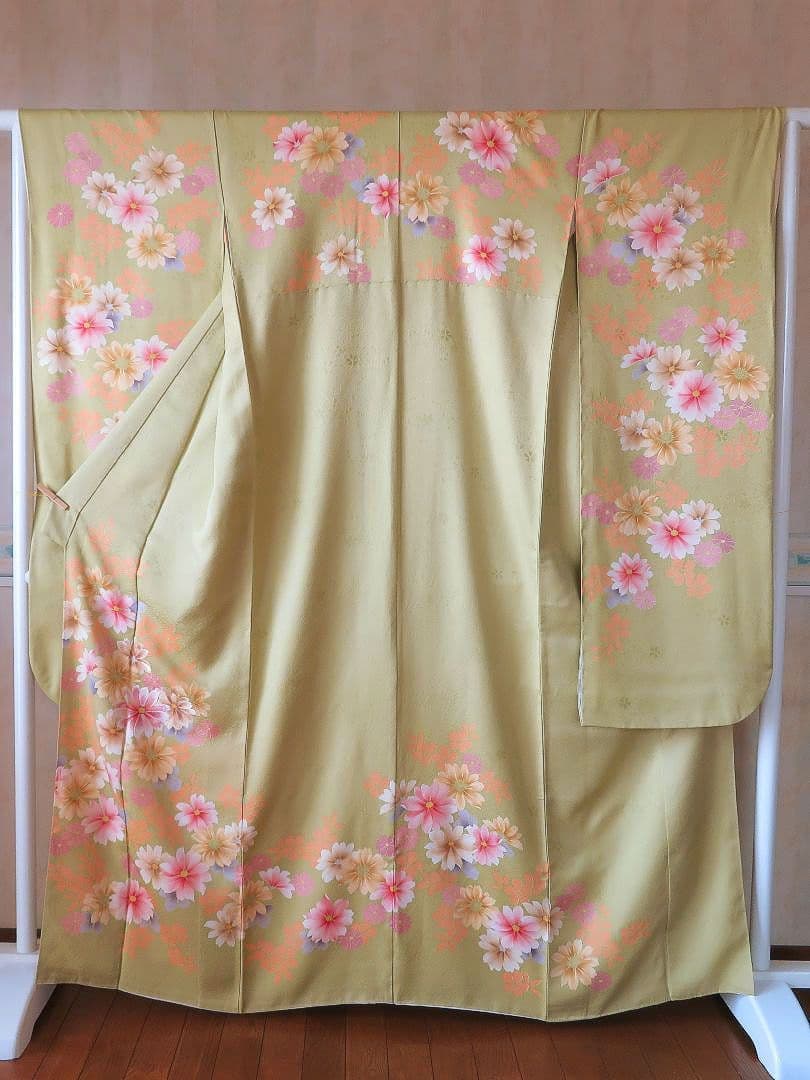 専用ページ　ミニーママ様　5194 振袖単品 黄緑 グリーン 正絹