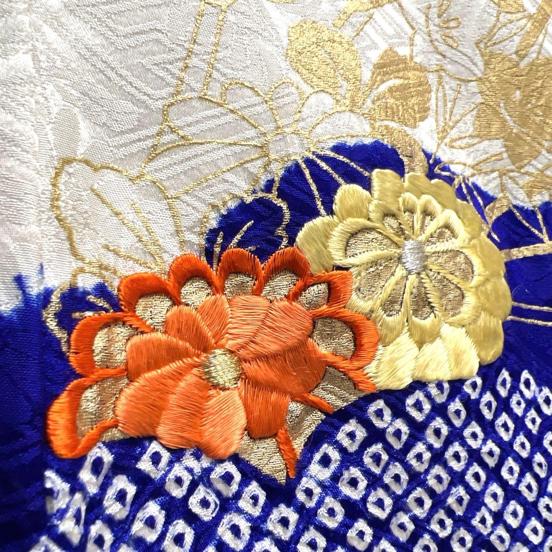 振袖　金駒刺繍　刺繍　絞り　御所車　身丈164　裄65　正絹　着物　025tz