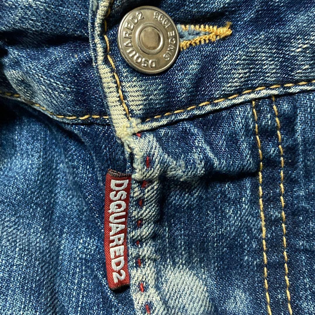ディースクエアード　DSQUARED2　デニム　ダメージジーンズ　革パッチ　36