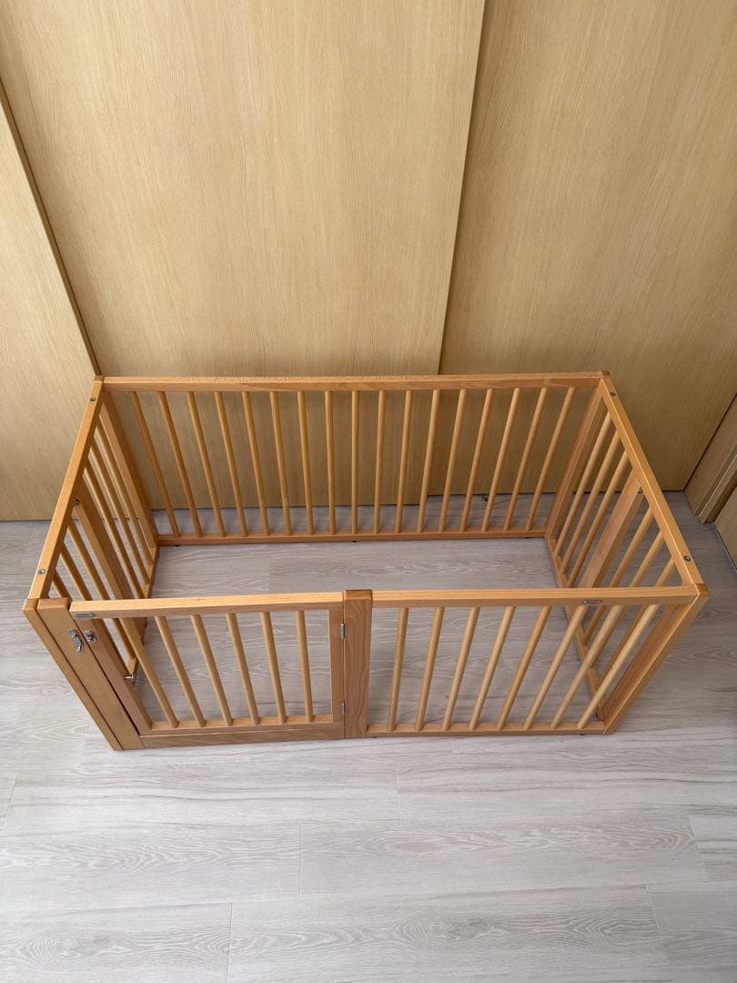 石崎家具 木製 ワンタッチ ペットサークル Mサイズ 色:ナチュラル　送料込