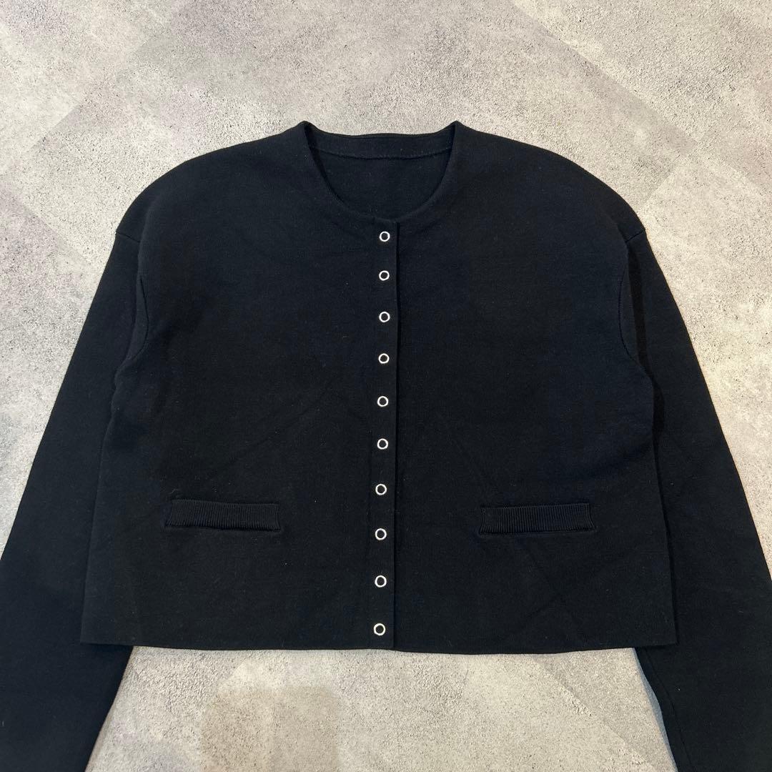 完売品✨25SS NOBLE スムース編みスナップショートカーディガン ブラック