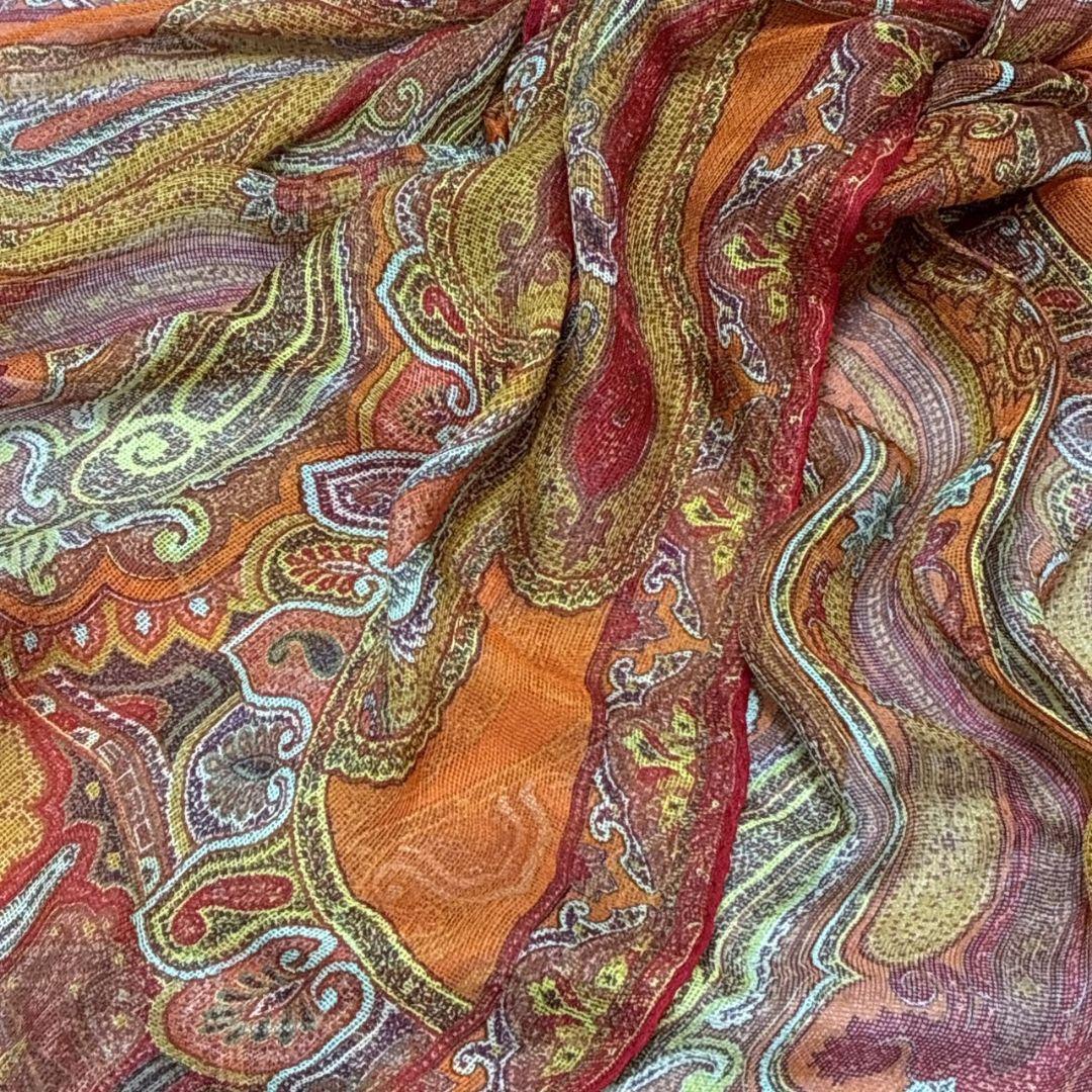 美品★ETRO エトロ シルク100% イタリア 大判ストール スカーフ