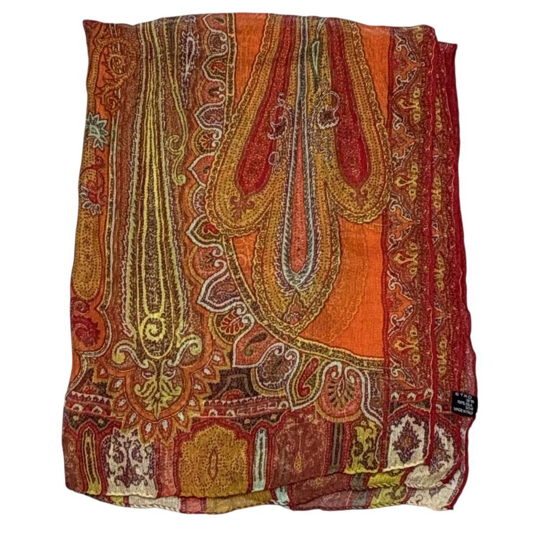美品★ETRO エトロ シルク100% イタリア 大判ストール スカーフ