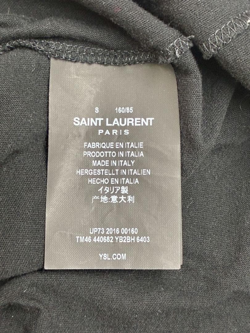 正規品★サンローランパリ★ワンポイント付クールネックTシャツ S 黒 参考9万円