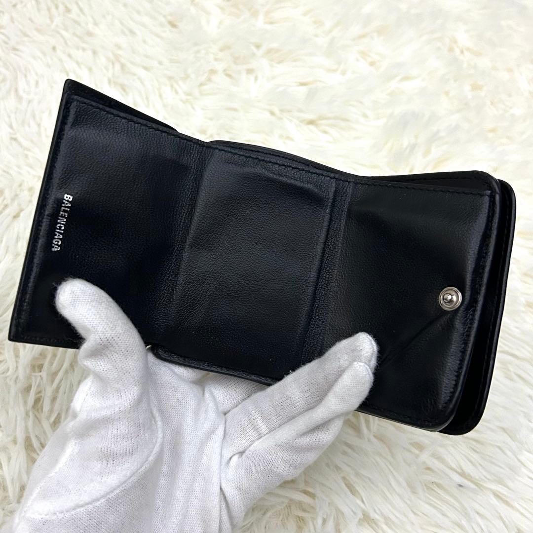 ［美品］BALENCIAGA ミニウォレット 三つ折り財布 ブラック