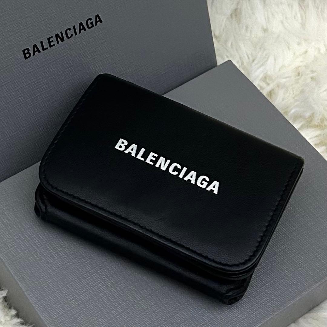 ［美品］BALENCIAGA ミニウォレット 三つ折り財布 ブラック