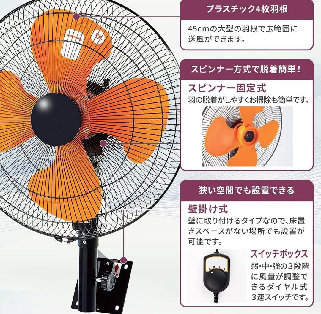 NAKATOMI 45cm 壁掛け型業務用扇風機 QZW-45