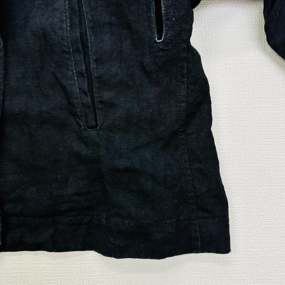 【美品】ゼロイチユーイチゼロ リネンジャケット ダブル仕様 ベルト付 Fブラック