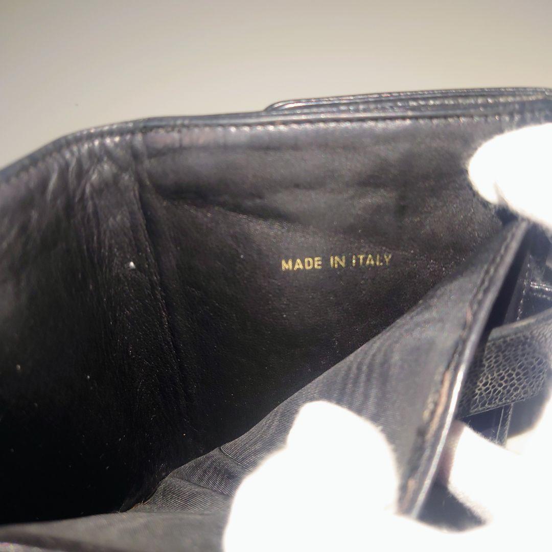 CHANEL シャネル ブラック 黒 レザー 二つ折り財布 ビンテージ レア 箱