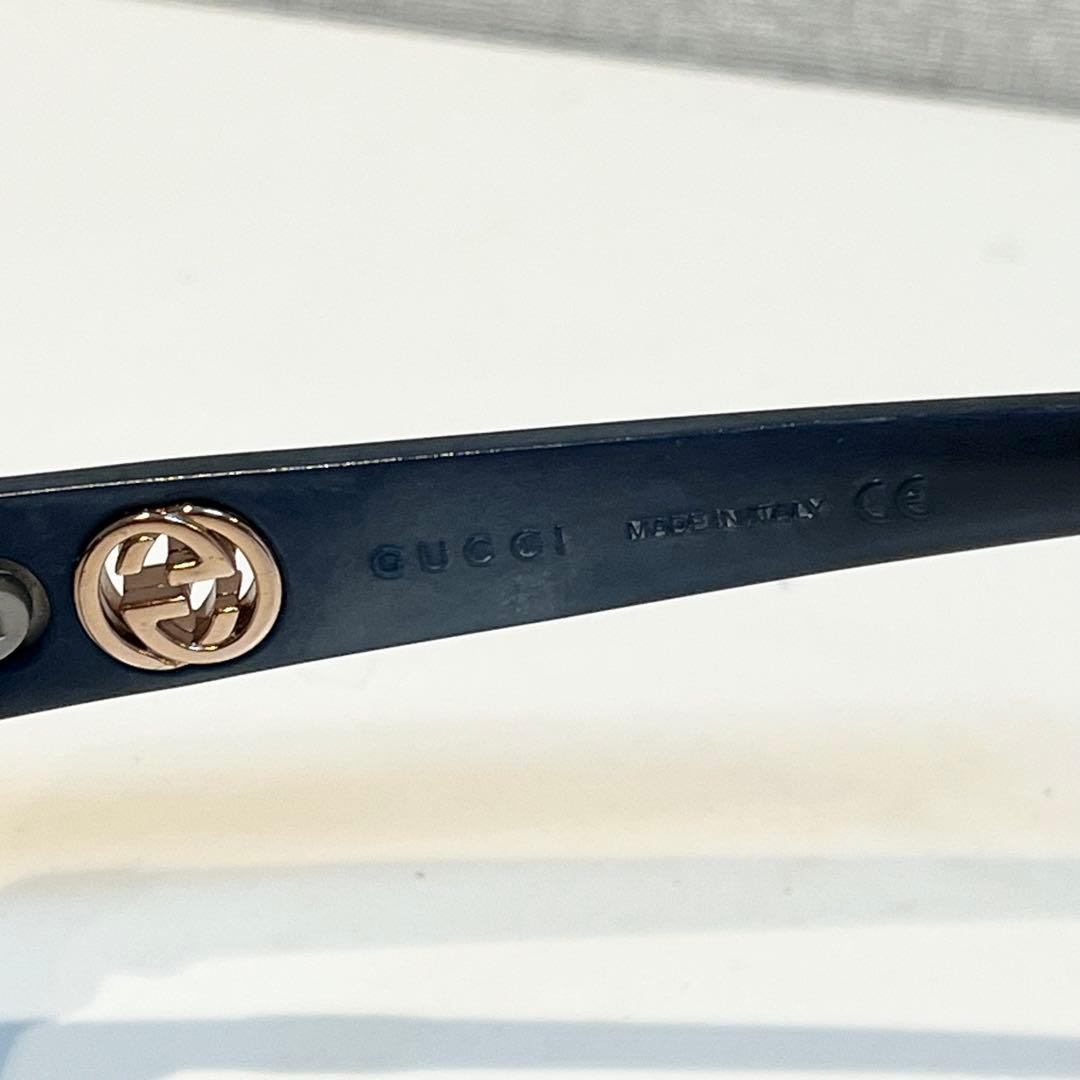 GUCCI グッチ テンプルGGロゴ ウェリントン サングラス ブルー