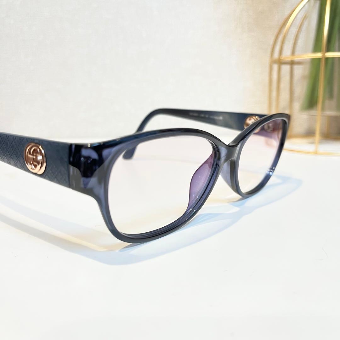 GUCCI グッチ テンプルGGロゴ ウェリントン サングラス ブルー